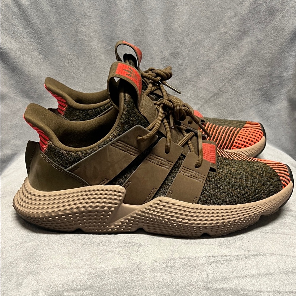 Adidas Men's Olive and Red Sneakers - Picture 2 of 3